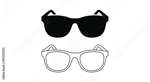 Two pairs of sunglasses one black and one white depicted as a silhouette