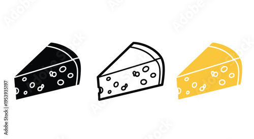 Three cheese wedges in varying styles a striking silhouette