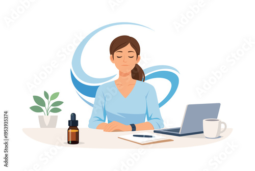 A lifestyle wellness routine moment where a professional integrates mindful health practices into daily schedules to improve energy and long term resilience, visual metaphor of a