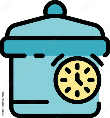 Kitchen appliance cooking some food, showing remaining cooking time with a clock