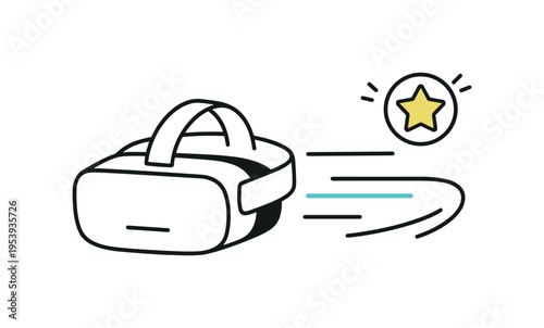 Technology adoption and experiential gaming innovation influencing lifestyle trends among connected consumers and creative communities, a minimal VR headset placed beside abstract