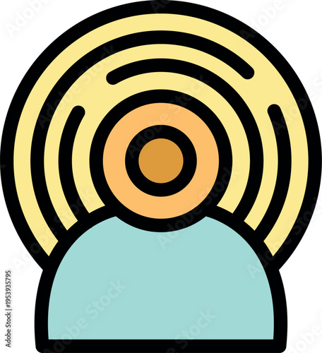 Vibrating yellow lines surrounding head indicating stress, anxiety, and mental health issues