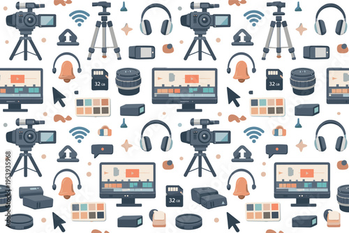 Modern video content creation and digital storytelling with stylish media production mood