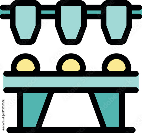 Dough divider rounder processing food on conveyor belt in modern bakery