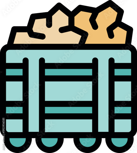 Mining cart transporting extracted minerals, showcasing industrial processes in the mining sector