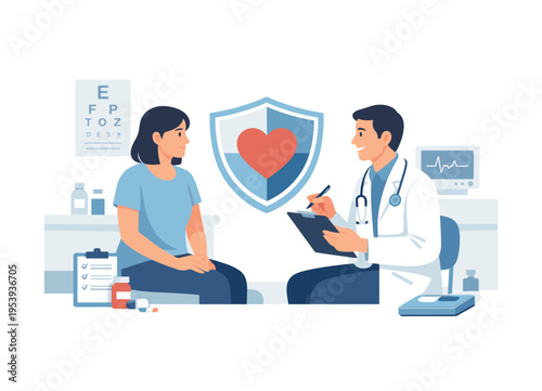 A preventive healthcare scene showing a person attending a routine medical checkup to maintain long term health and early detection, emphasizing responsibility and proactive