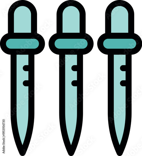 Chemical pipettes measuring liquid substances for a chemistry experiment in laboratory