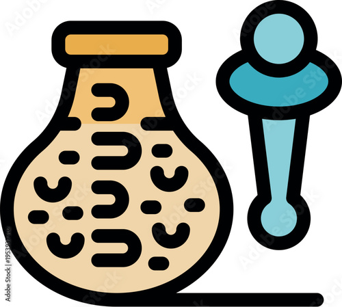 Glassware containing fermented food with a pipette for taking samples, promoting healthy gut bacteria and probiotics