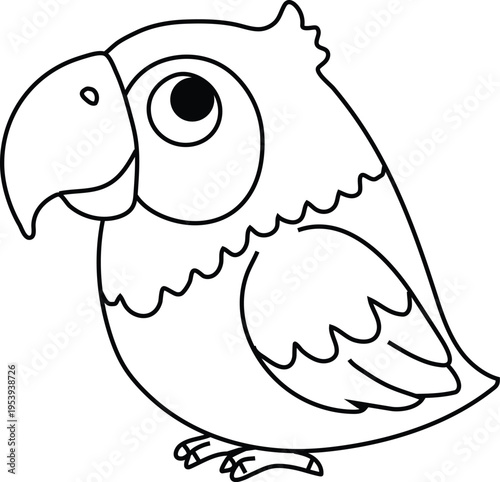 A cartoon parrot with a large eye and distinctive beak illustration for kids