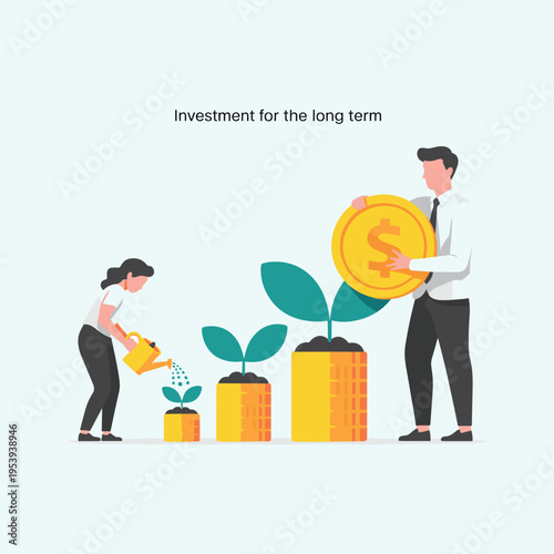 Long term investment money growth concept