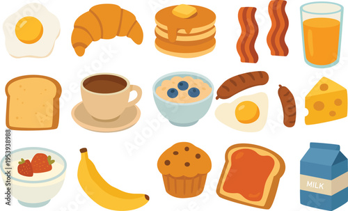 Delicious Breakfast Spread with Eggs, Pancakes, and Fresh Fruits