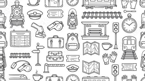 Railway conductor and train operation concept focused on transportation control, passenger service, and classic rail travel experience in a structured system environment. Objects
