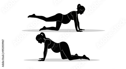 woman doing yoga poses in black silhouette.
