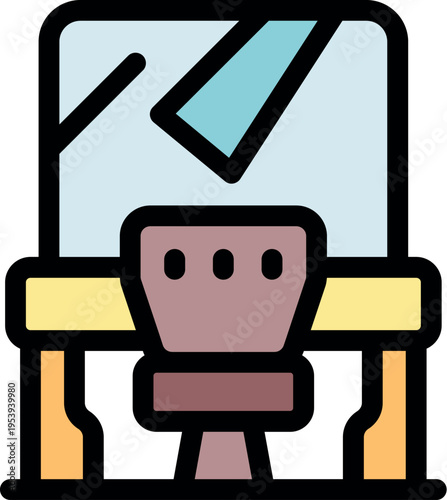 Modern dressing table setup with mirror and comfortable chair