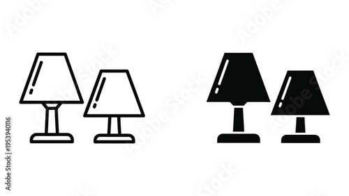 set of four minimalist table lamps flat design vector illustration