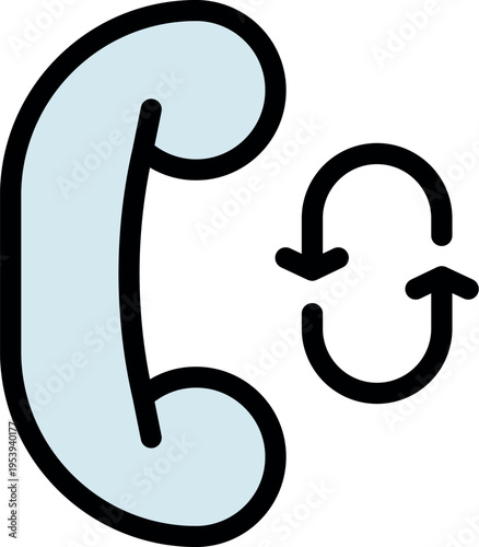 Simple phone receiver icon with refresh symbol, representing the concept of redialing a number