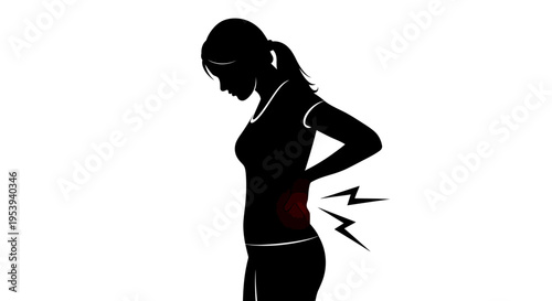 Woman experiencing lower back pain.