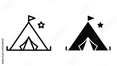 christmas tree and star decoration flat design vector illustration