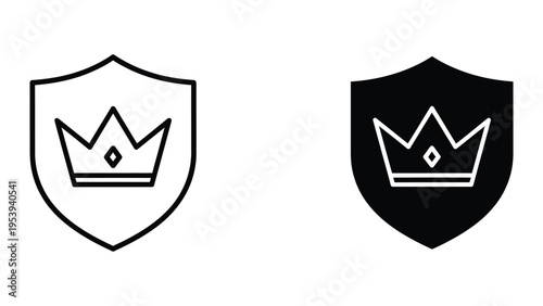 royal crown emblem shield vector illustration, flat design heraldic symbol