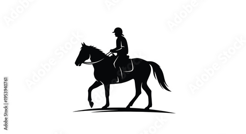 A silhouetted depiction of a rider on horseback showcasing equestrian skill and partnership high quality