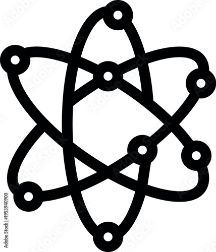 Electrons rotating around the nucleus of an atom, physics and chemistry concept