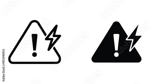 electric shock hazard warning sign with exclamation mark flat design vector illustration