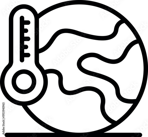 Thermometer is showing high temperature of planet earth representing global warming and climate change