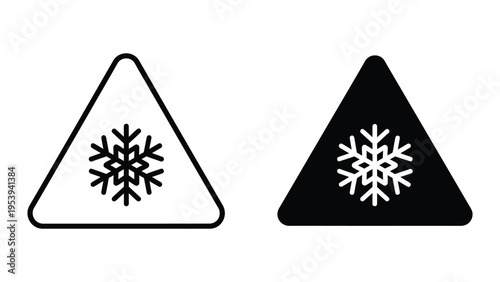 snowflake warning sign isolated flat design vector illustration