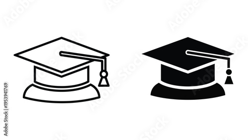 graduation cap flat design vector illustration with tassel on white background