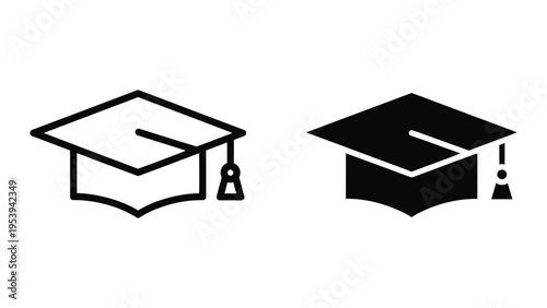 graduation cap flat design vector illustration with diploma scroll