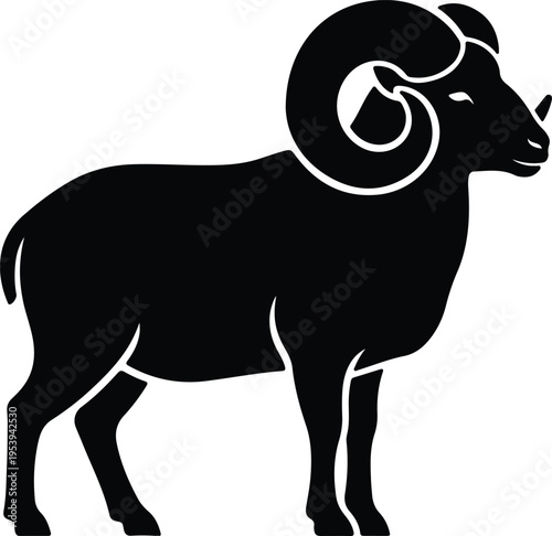 Photography Vector silhouette ram side view standing pose graphic design