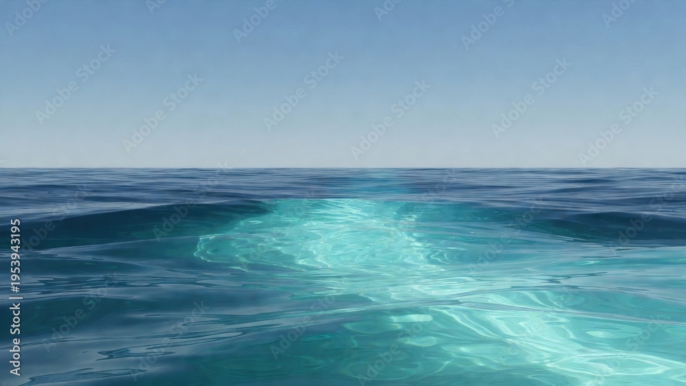 Fototapeta premium Calm turquoise ocean seascape background with sunlit underwater glow for serene marine wallpaper and coastal banner design