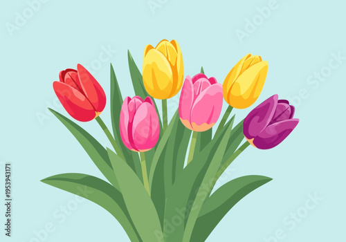 A beautiful bouquet of colorful tulips in full bloom.
