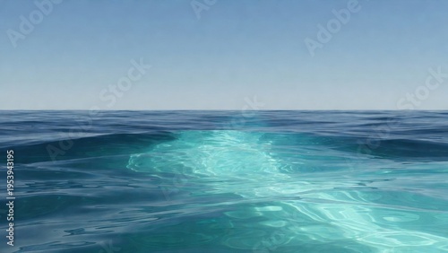 Calm turquoise ocean seascape background with sunlit underwater glow for serene marine wallpaper and coastal banner design