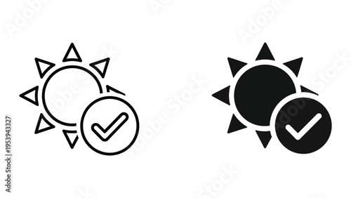 approval success concept with checkmark and stars flat design vector illustration