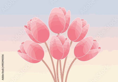 A beautiful bouquet of pink tulips in bloom.