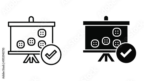 presentation slides with checkmarks vector illustration