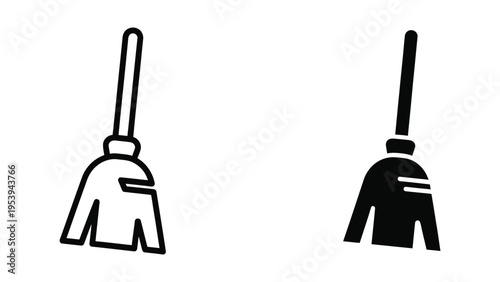 broom icons vector illustration, flat design