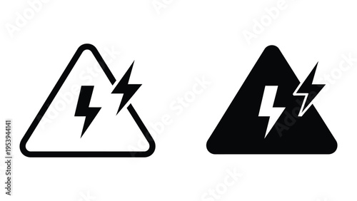 electricity power outage warning sign with lightning bolt vector illustration