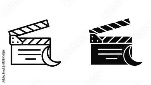 Film clapper boards in black and white, vector illustration