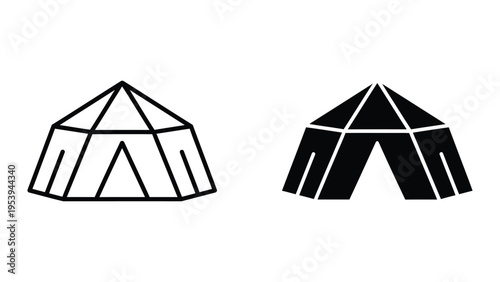 two camping tents isolated on white background flat design vector illustration