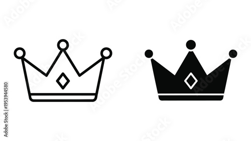 two royal crowns with diamond vector illustration flat design minimalist art