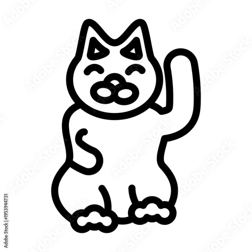 Maneki Neko Vector Line Icon Design