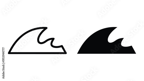 minimalist ocean wave and tsunami vector illustration flat design