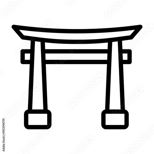 Torii Gate Vector Line Icon Design
