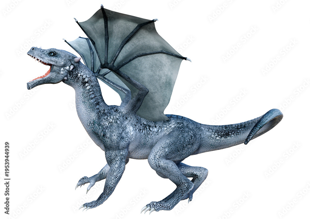 Fototapeta premium 3D Rendering Fairy Tale Dragon on White
