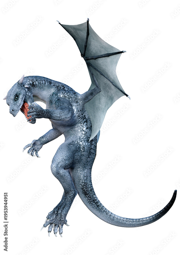 Fototapeta premium 3D Rendering Fairy Tale Dragon on White