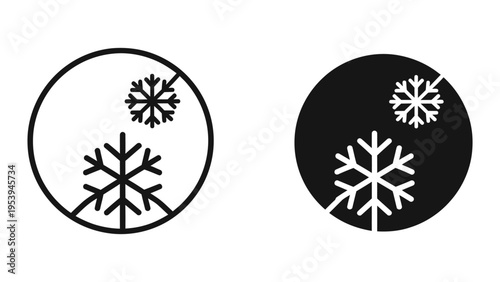 black and white snowflakes in circles vector illustration