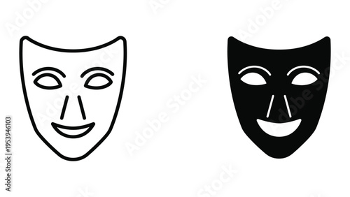 Theatrical comedy and tragedy masks vector illustration