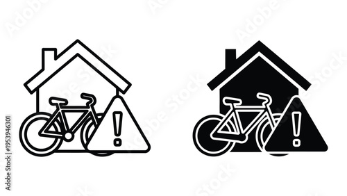 no parking bicycle house signs vector illustration